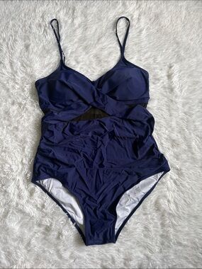 New In Packaging Zando Blue Mesh One Piece Swimsuit Size L